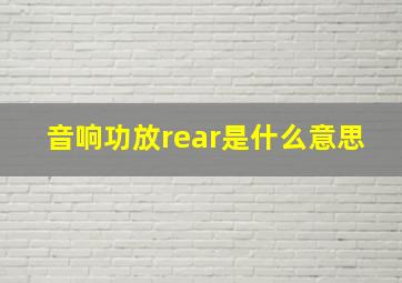 音响功放rear是什么意思