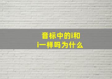 音标中的i和i一样吗为什么