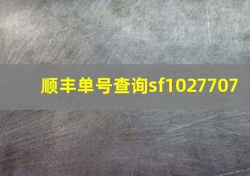 顺丰单号查询sf1027707