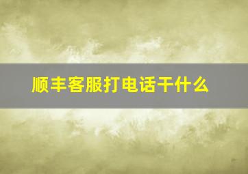 顺丰客服打电话干什么