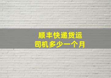 顺丰快递货运司机多少一个月