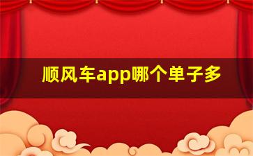 顺风车app哪个单子多