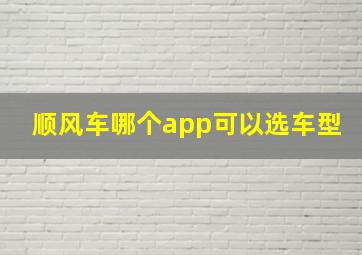 顺风车哪个app可以选车型