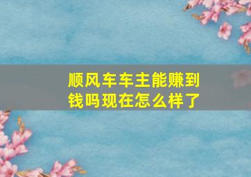 顺风车车主能赚到钱吗现在怎么样了