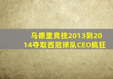 马德里竞技2013到2014夺取西冠球队CEO疯狂