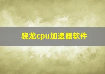 骁龙cpu加速器软件