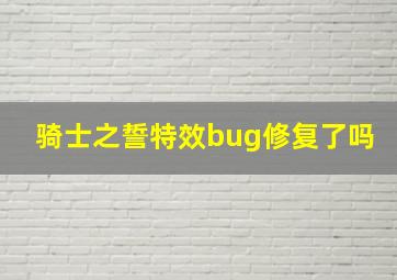 骑士之誓特效bug修复了吗