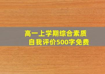 高一上学期综合素质自我评价500字免费