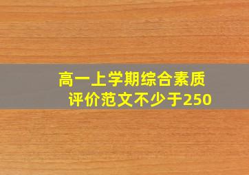 高一上学期综合素质评价范文不少于250