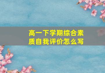 高一下学期综合素质自我评价怎么写