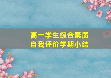 高一学生综合素质自我评价学期小结