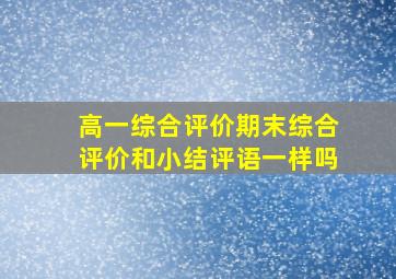 高一综合评价期末综合评价和小结评语一样吗