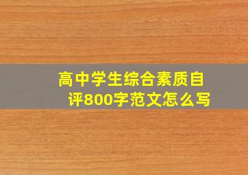 高中学生综合素质自评800字范文怎么写