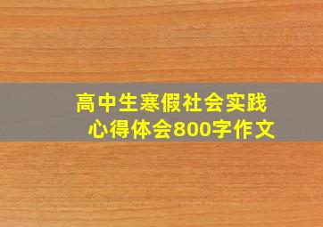 高中生寒假社会实践心得体会800字作文