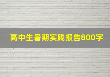 高中生暑期实践报告800字