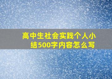 高中生社会实践个人小结500字内容怎么写