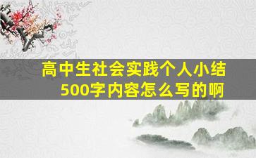 高中生社会实践个人小结500字内容怎么写的啊