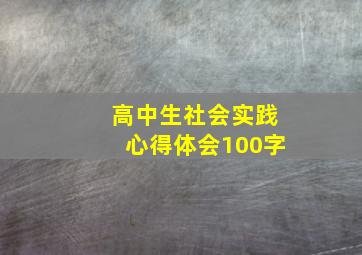 高中生社会实践心得体会100字