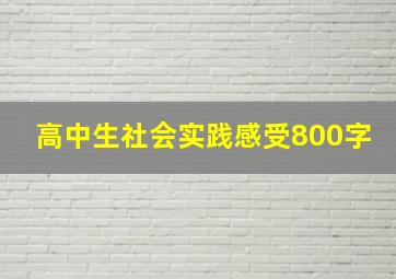 高中生社会实践感受800字