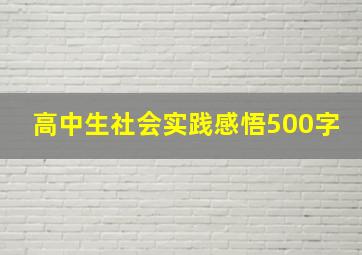 高中生社会实践感悟500字