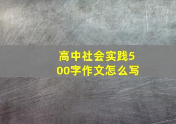 高中社会实践500字作文怎么写