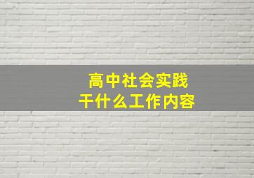 高中社会实践干什么工作内容