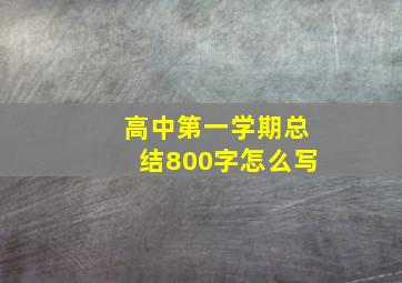 高中第一学期总结800字怎么写