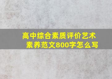 高中综合素质评价艺术素养范文800字怎么写