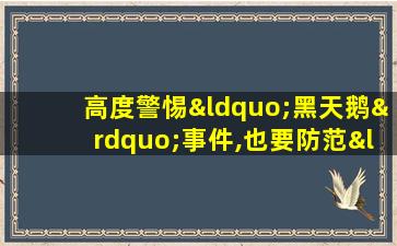 高度警惕“黑天鹅”事件,也要防范“灰犀牛”事件