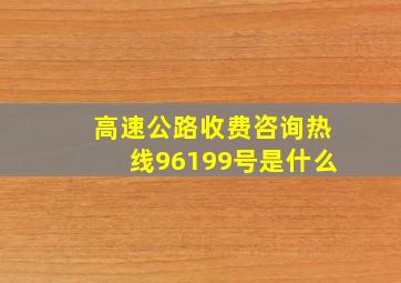 高速公路收费咨询热线96199号是什么