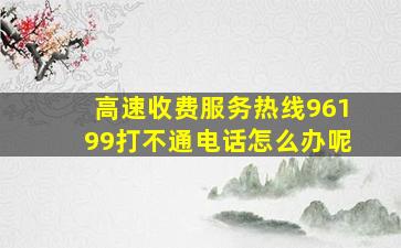 高速收费服务热线96199打不通电话怎么办呢