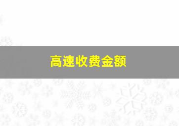 高速收费金额