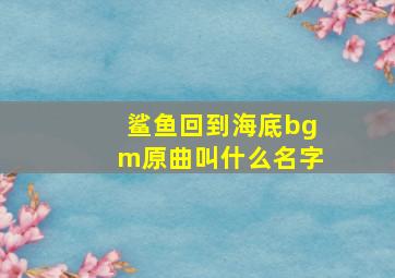 鲨鱼回到海底bgm原曲叫什么名字