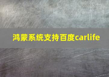 鸿蒙系统支持百度carlife