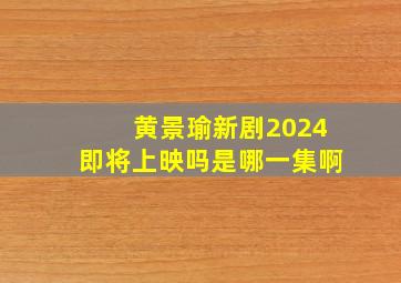 黄景瑜新剧2024即将上映吗是哪一集啊