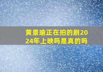 黄景瑜正在拍的剧2024年上映吗是真的吗