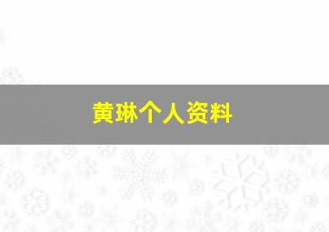 黄琳个人资料