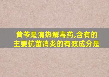 黄芩是清热解毒药,含有的主要抗菌消炎的有效成分是