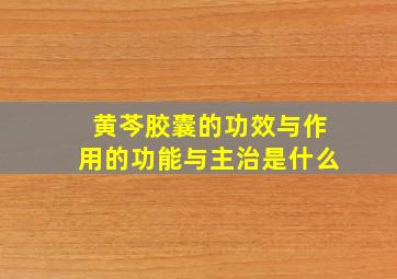 黄芩胶囊的功效与作用的功能与主治是什么