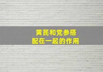 黄芪和党参搭配在一起的作用