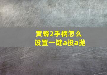 黄蜂2手柄怎么设置一键a投a抛