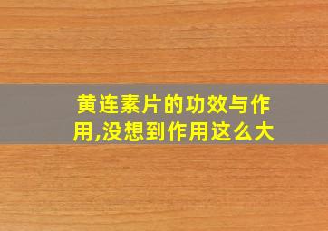 黄连素片的功效与作用,没想到作用这么大