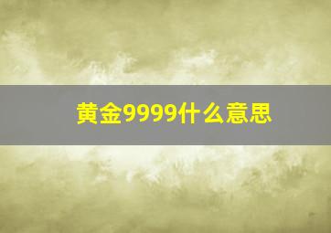 黄金9999什么意思