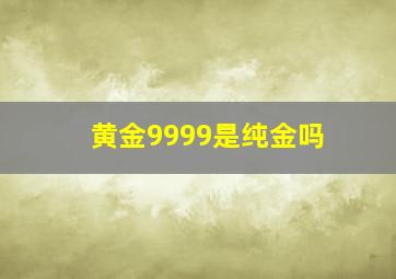 黄金9999是纯金吗