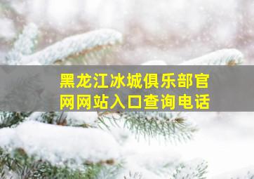 黑龙江冰城俱乐部官网网站入口查询电话