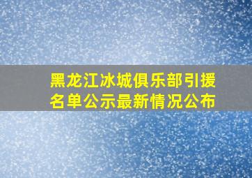 黑龙江冰城俱乐部引援名单公示最新情况公布