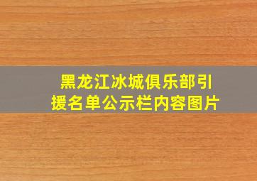 黑龙江冰城俱乐部引援名单公示栏内容图片