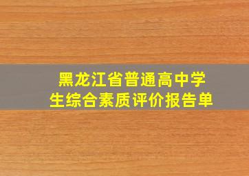 黑龙江省普通高中学生综合素质评价报告单