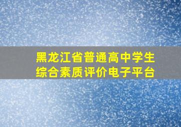 黑龙江省普通高中学生综合素质评价电子平台