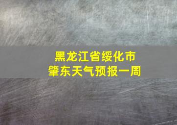 黑龙江省绥化市肇东天气预报一周